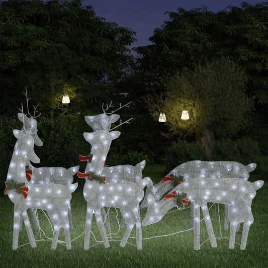 Christmas Reindeer Set of 6 Silver Fabric Large