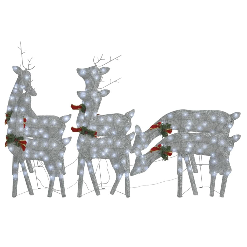 Christmas Reindeer Set of 6 Silver Fabric Large