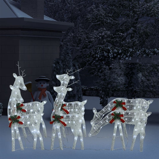 Christmas Reindeer Set of 6 White Fabric
