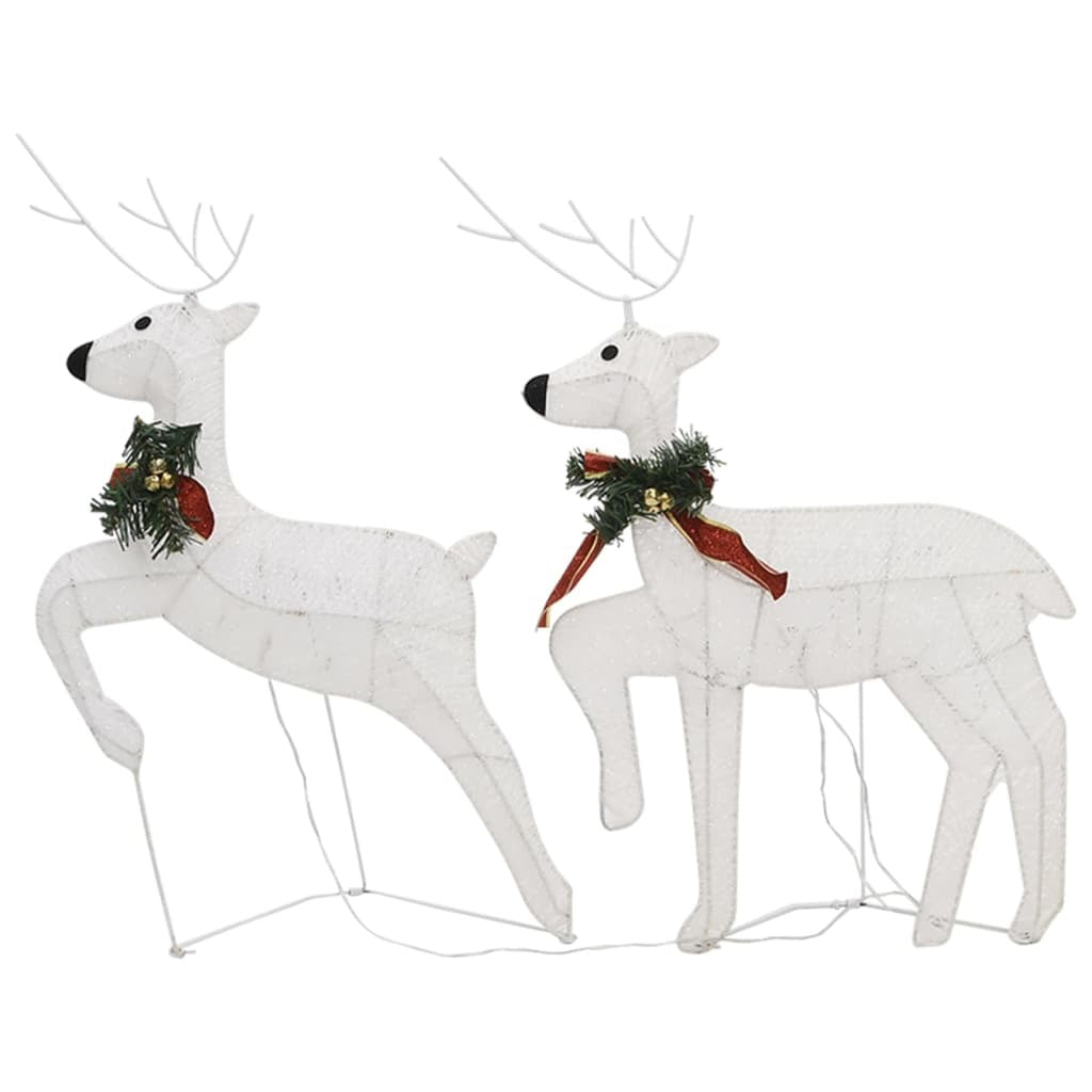 Christmas Reindeer Set of 6 White Mesh, Metal Medium