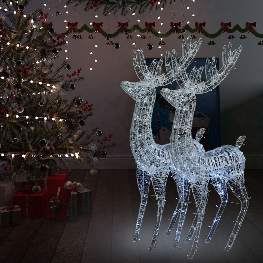 Christmas Reindeer Set of 2 Cool White Acrylic XXL