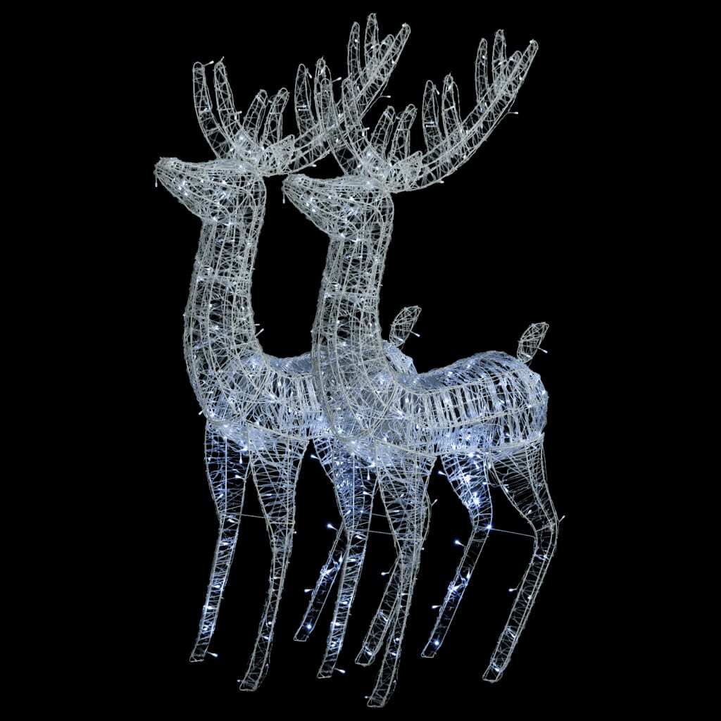 Christmas Reindeer Set of 2 Cool White Acrylic XXL