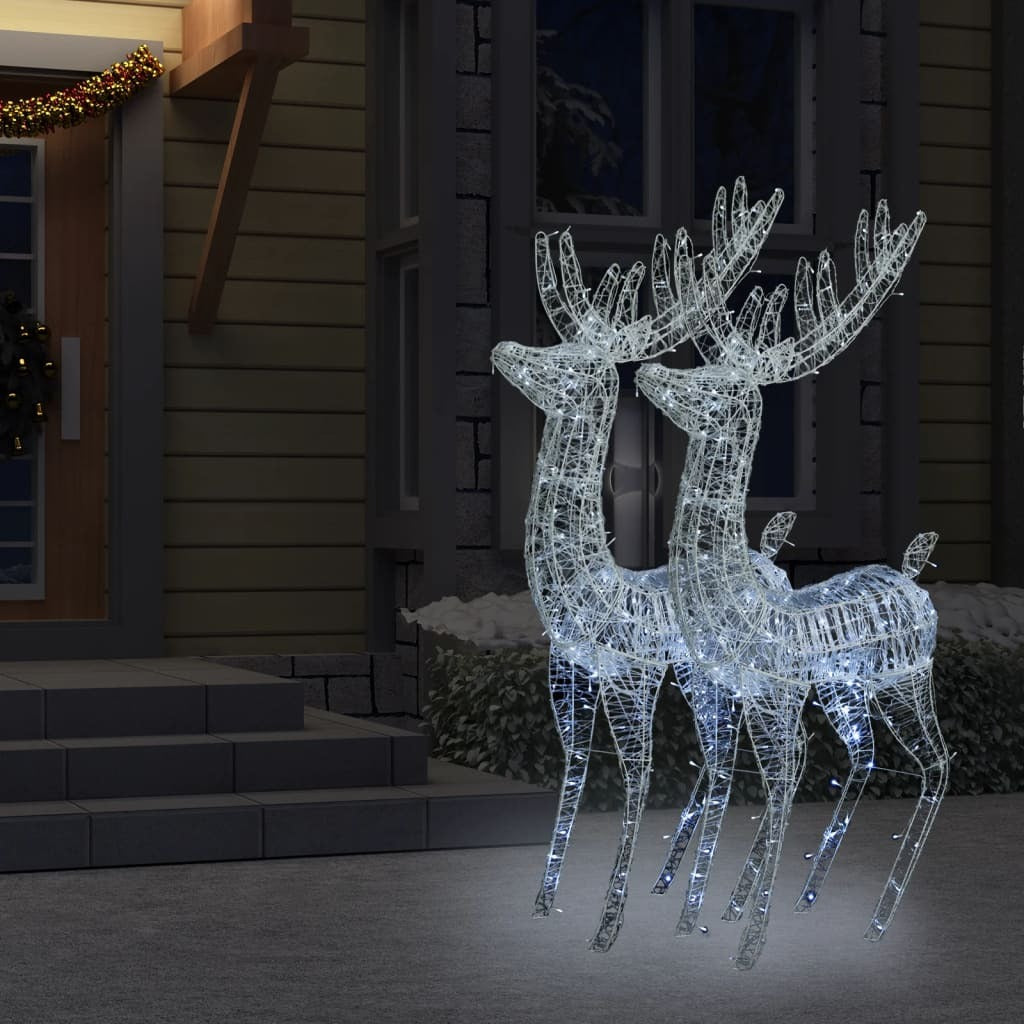 Christmas Reindeer Set of 2 Cool White Acrylic XXL