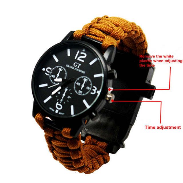 Outdoor Multi-function Camping Survival Watch Bracelet Tools with LED Light
