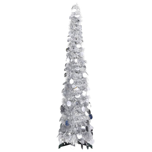 Pop-up Christmas Tree Silver PET 47.2 in Collapsible
