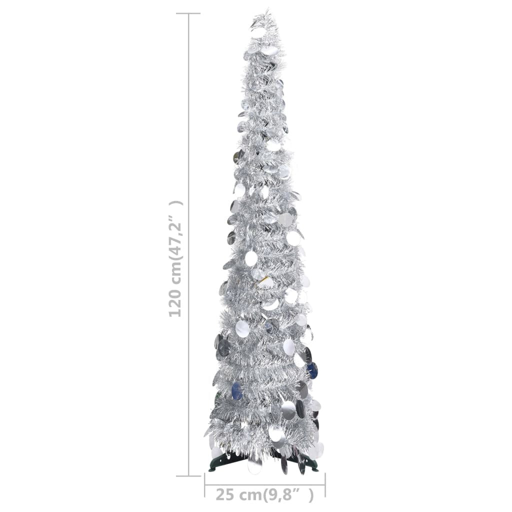 Pop-up Christmas Tree Silver PET 47.2 in Collapsible