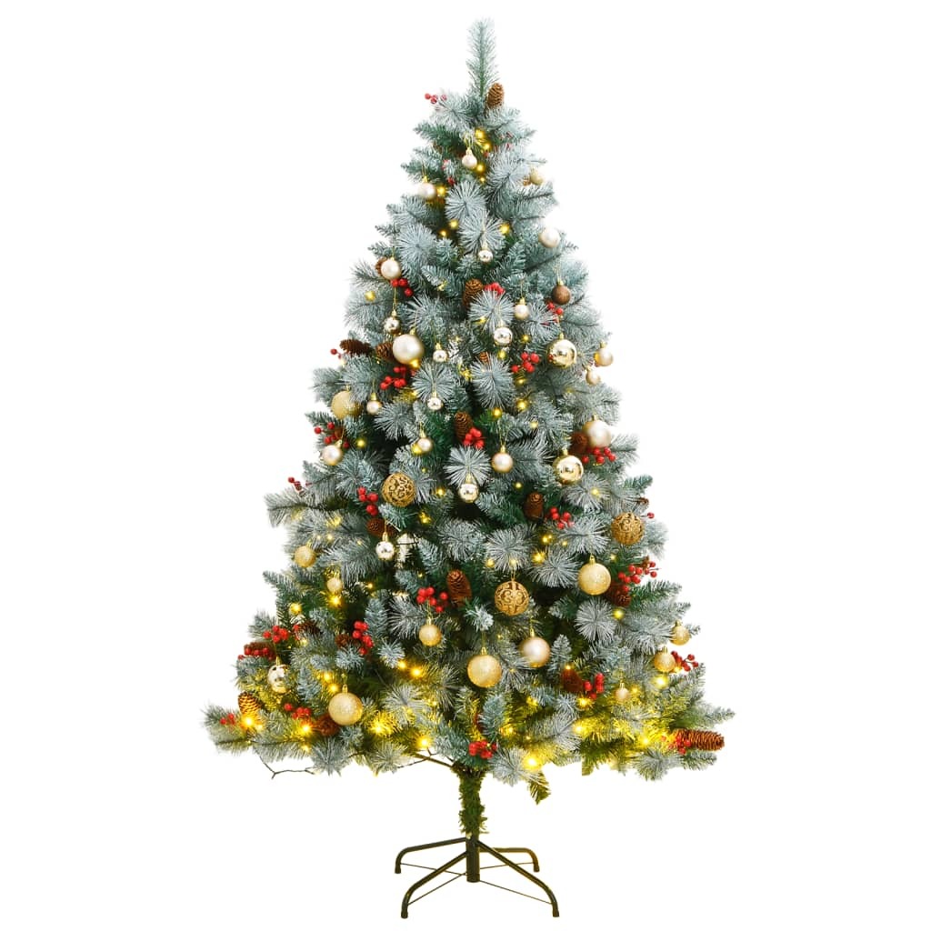 Artificial Hinged Christmas Tree Green and white PVC
