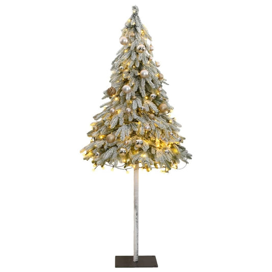 Artificial Christmas Tree 150 LEDs&Ball Set&Flocked Snow 59.1"