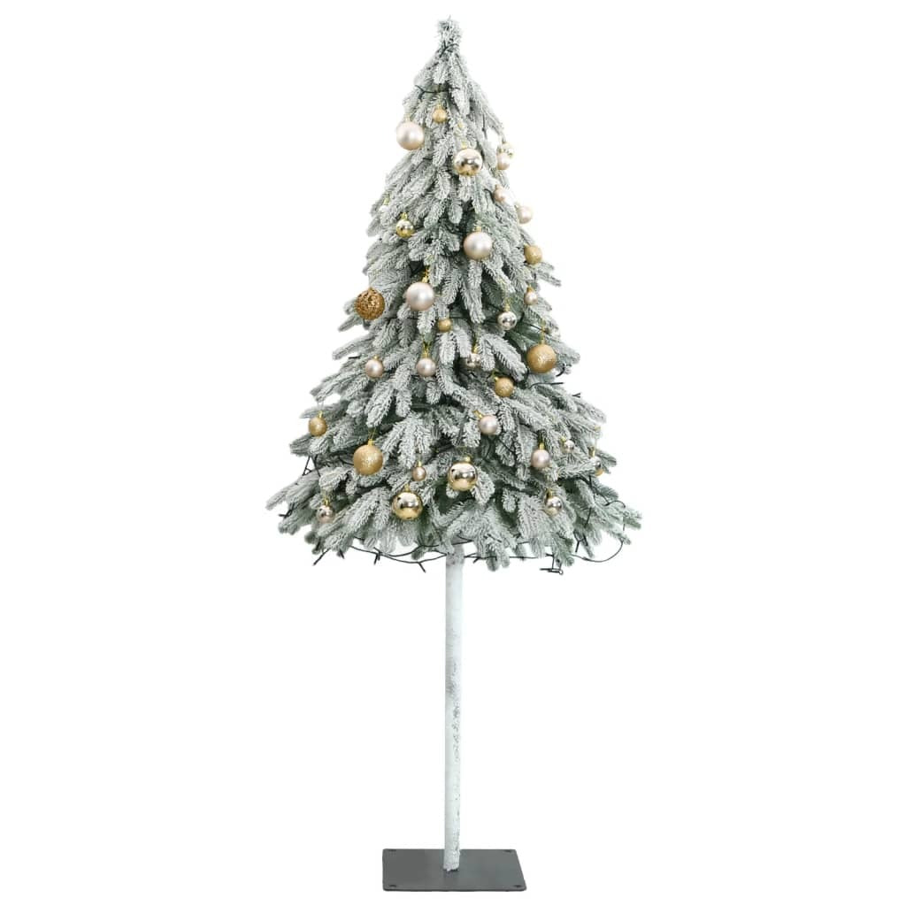 Artificial Christmas Tree 150 LEDs&Ball Set&Flocked Snow 59.1"