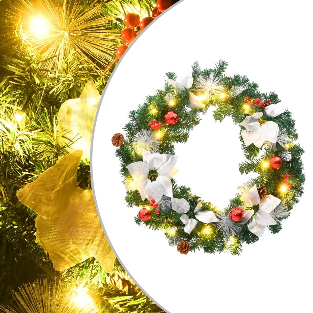 Christmas Wreath Green, Silver, Red, White PVC 23.6 in diameter
