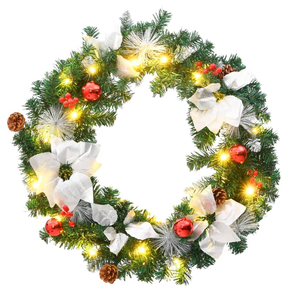 Christmas Wreath Green, Silver, Red, White PVC 23.6 in diameter