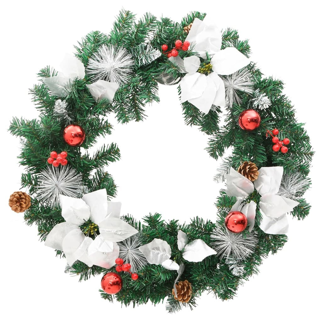 Christmas Wreath Green, Silver, Red, White PVC 23.6 in diameter