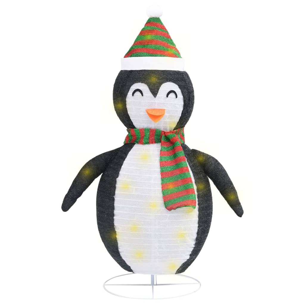 Snow Penguin Figure Black and White Fabric, Steel 47.2 in
