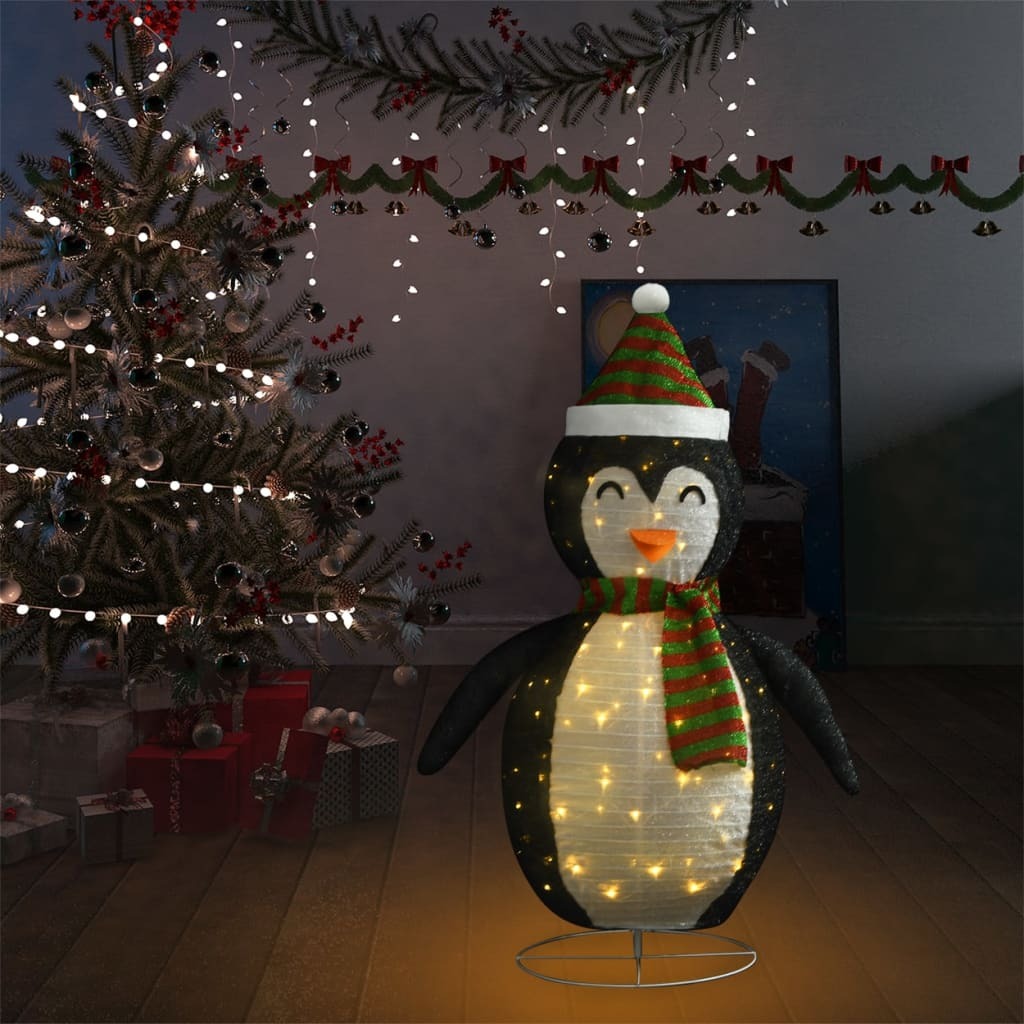 Snow Penguin Figure Black and White Fabric, Steel 47.2 in