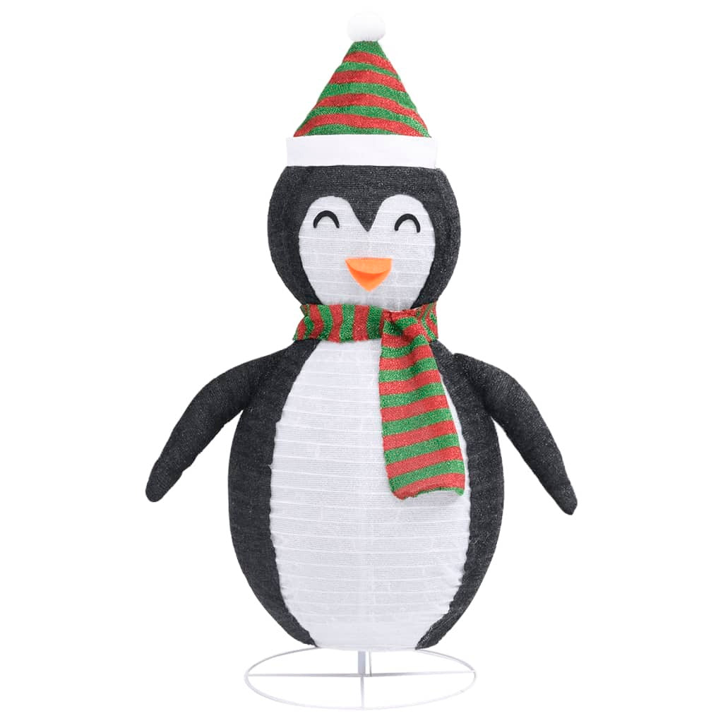 Snow Penguin Figure Black and White Fabric, Steel 47.2 in