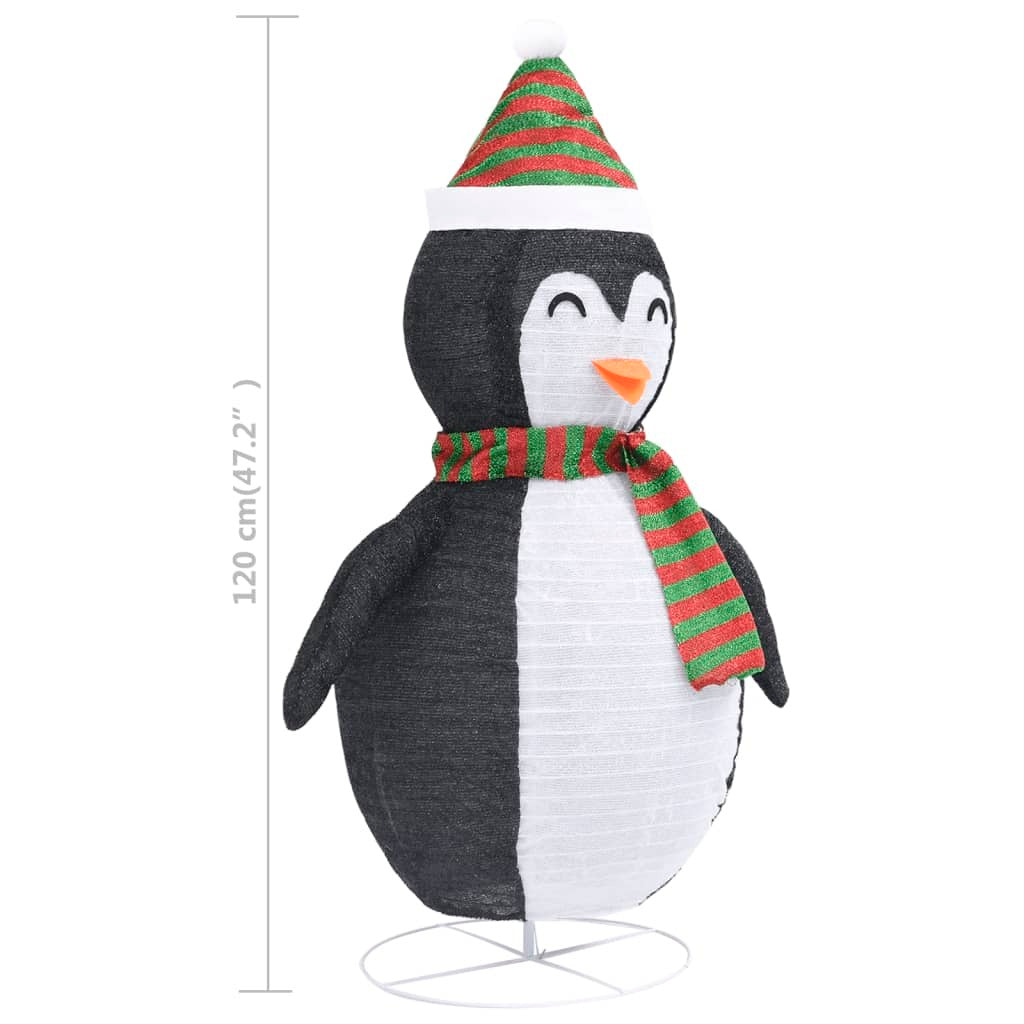 Snow Penguin Figure Black and White Fabric, Steel 47.2 in
