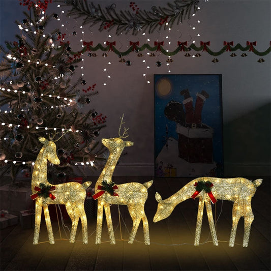 Christmas Reindeer Family Set of 3 Gold Fabric, steel Large