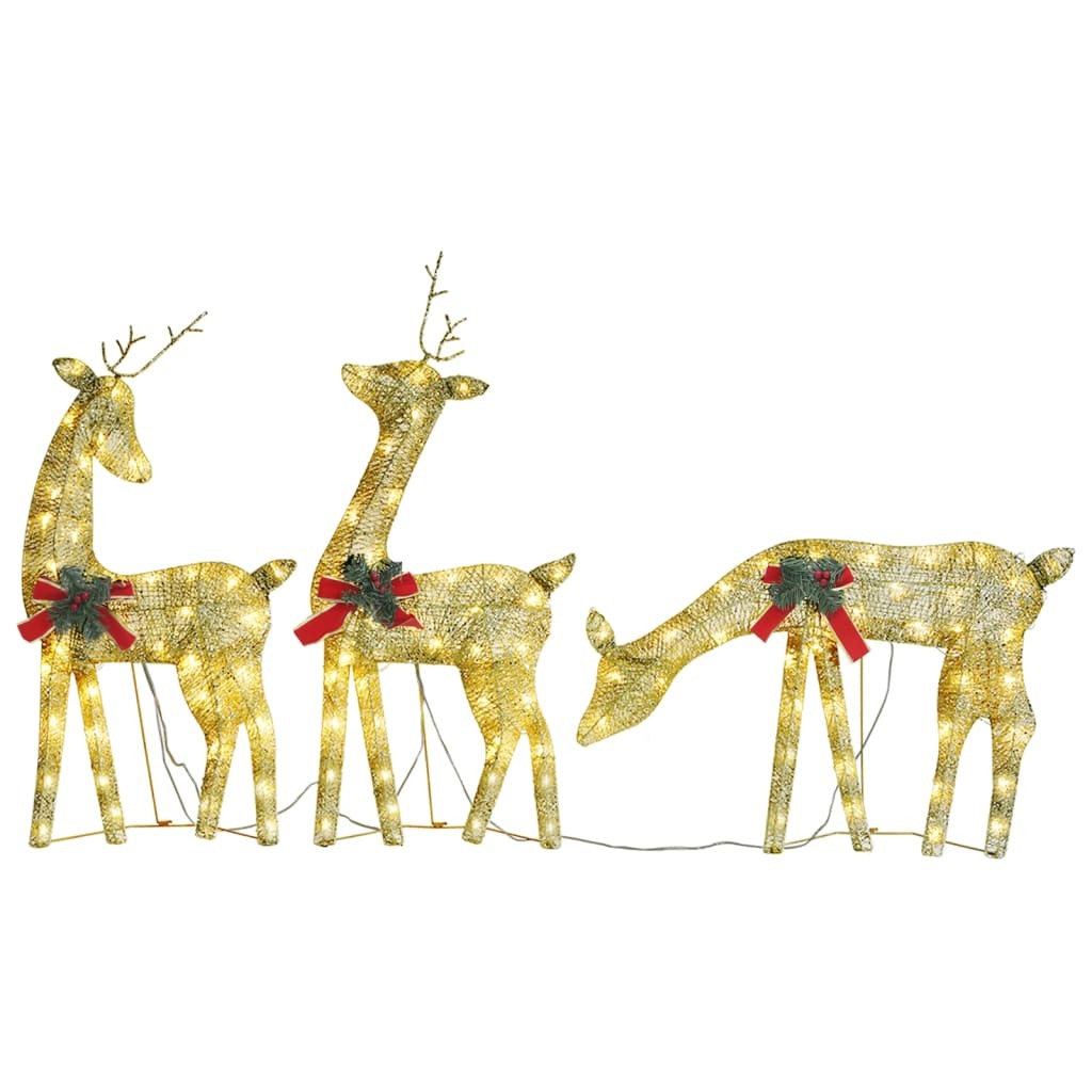 Christmas Reindeer Family Set of 3 Gold Fabric, steel Large