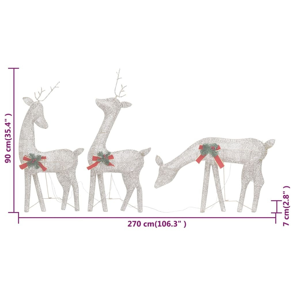Christmas Reindeer Family Set of 3 Gold Fabric, steel Large