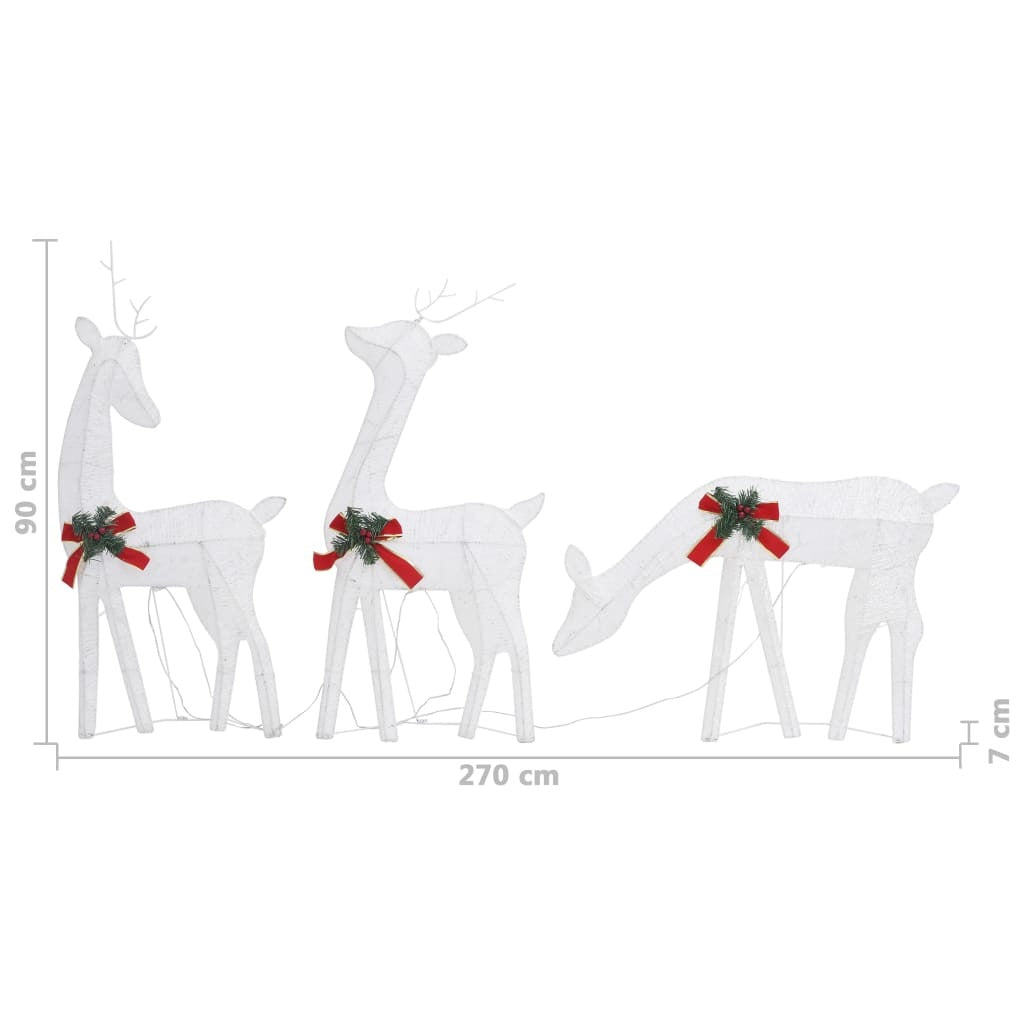 Christmas Reindeer Family 106.3"x2.8"x35.4" White Cold White Mesh