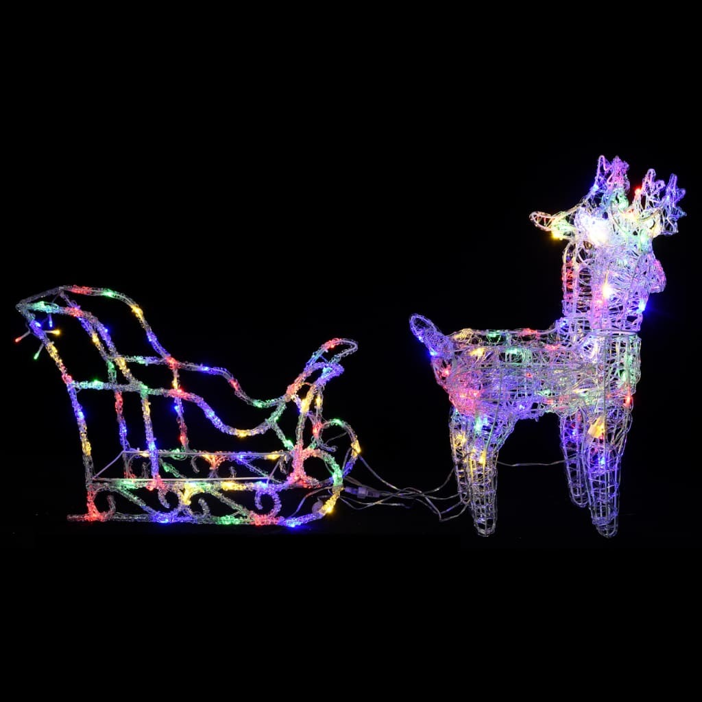 Reindeers & Sleigh Christmas Decoration 160 LEDs 51.2" Acrylic