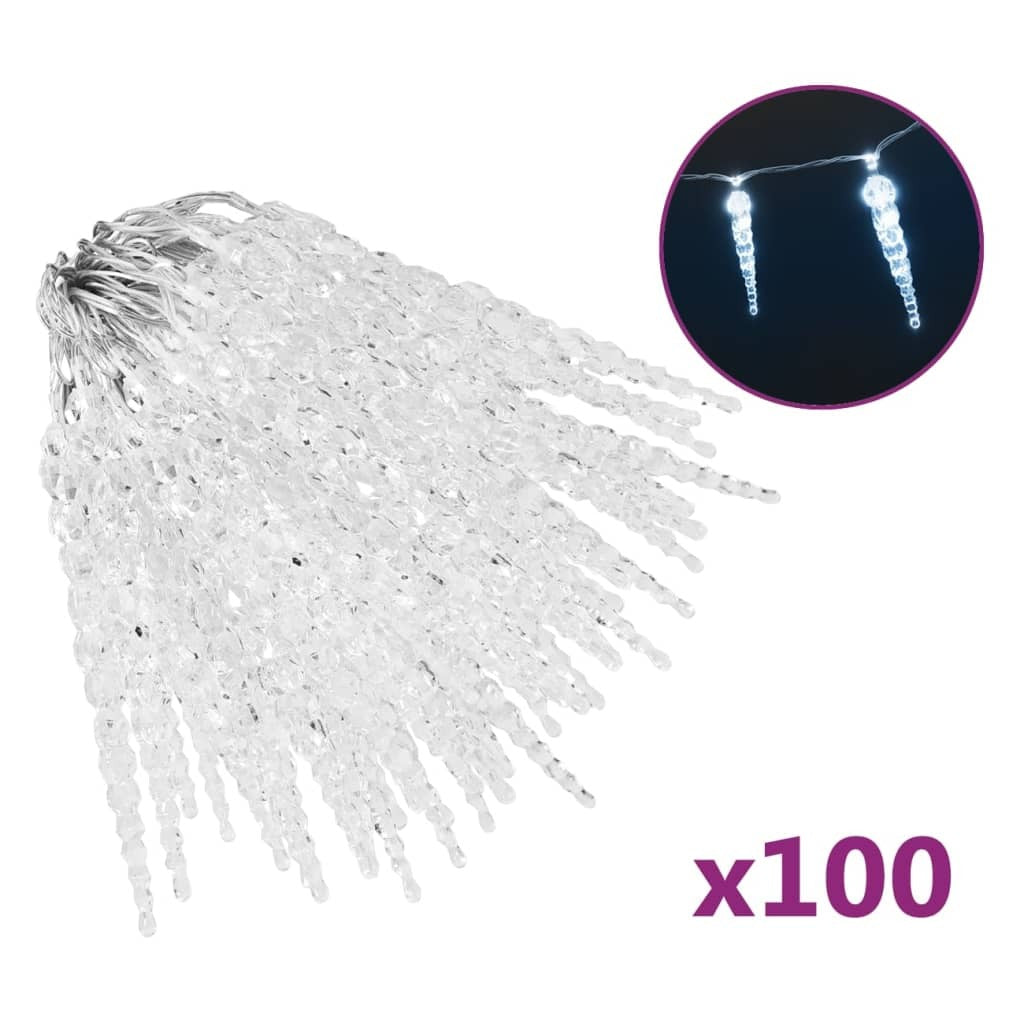 Icicle Light Set of 100 Cold White Acrylic Small