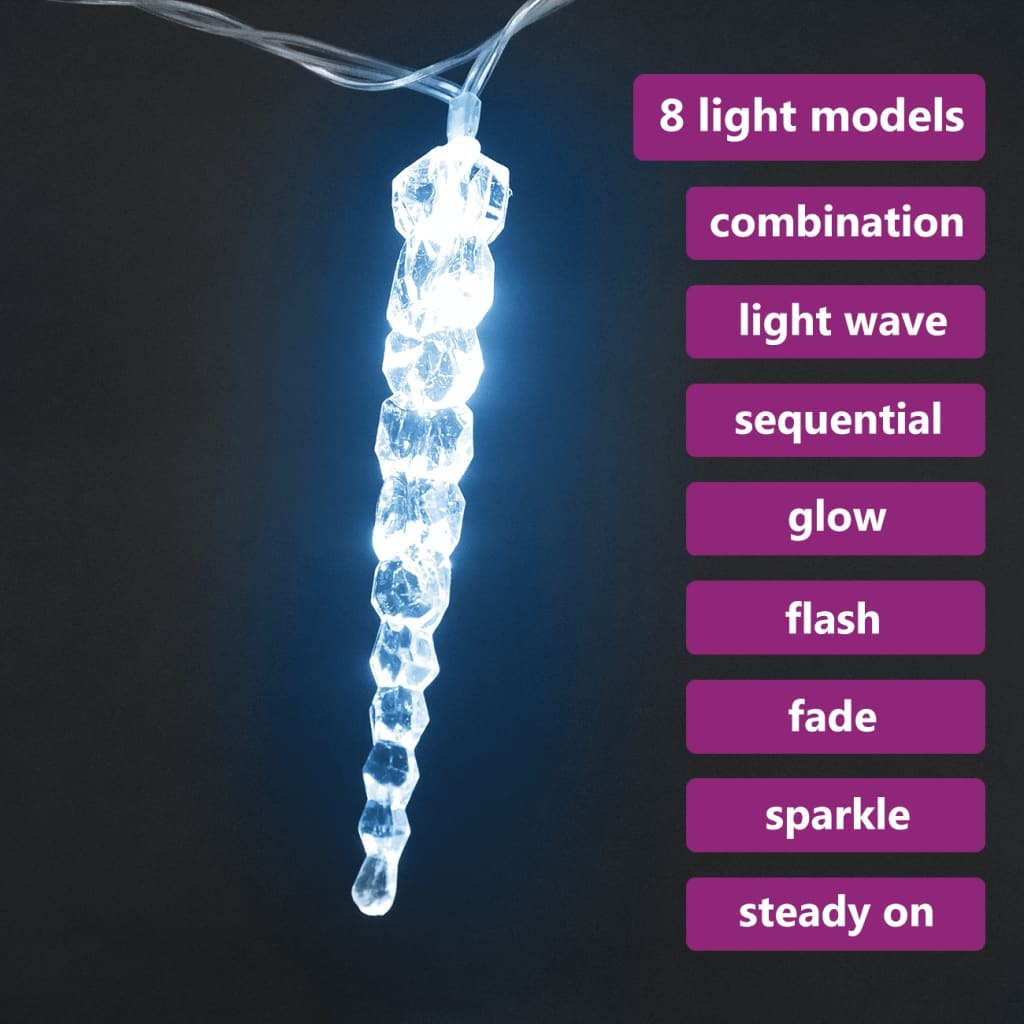 Icicle Light Set of 100 Cold White Acrylic Small
