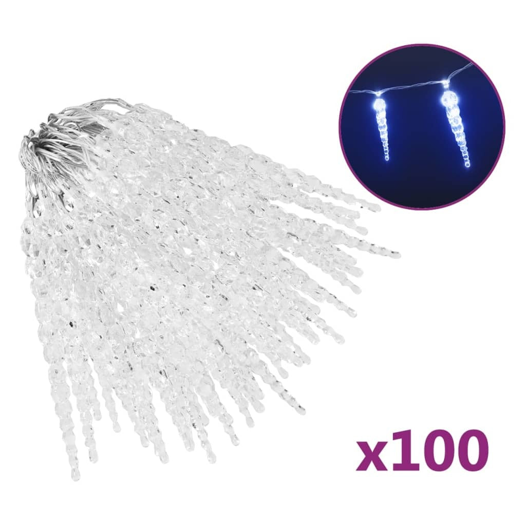 Icicle Light Set of 100 Blue Acrylic 16.4 ft Remote control