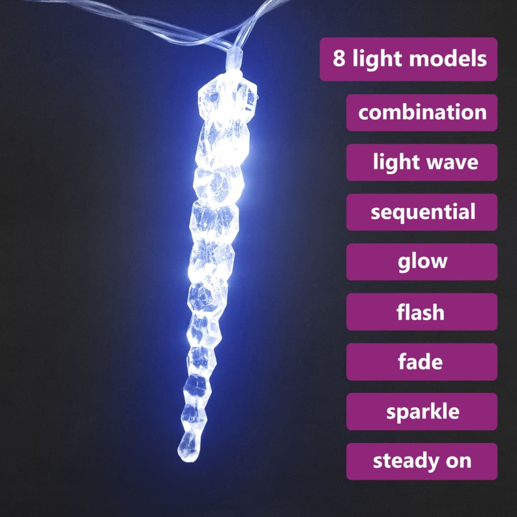 Icicle Light Set of 100 Blue Acrylic 16.4 ft Remote control