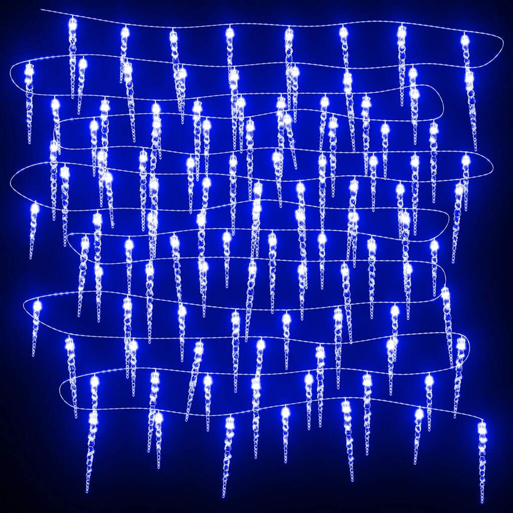 Icicle Light Set of 100 Blue Acrylic 16.4 ft Remote control