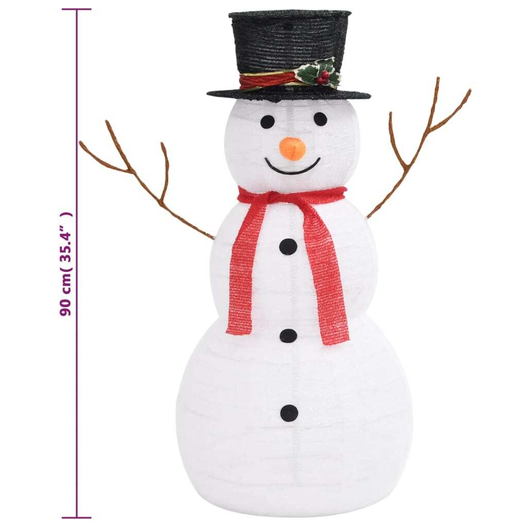 Snowman Figure White Fabric 35.4 in Decorative Inlays