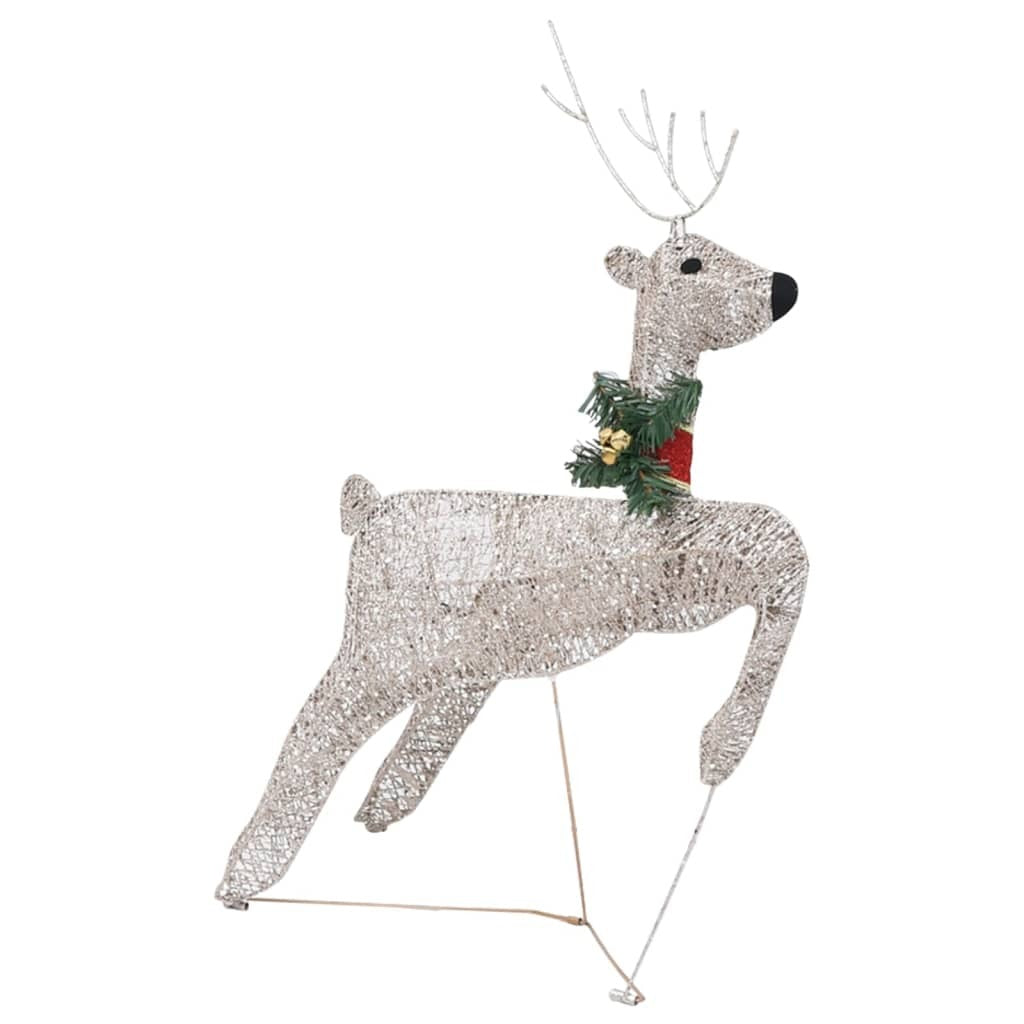 Reindeer And Sleigh Christmas Decoration Set of 4 Gold Mesh, Metal