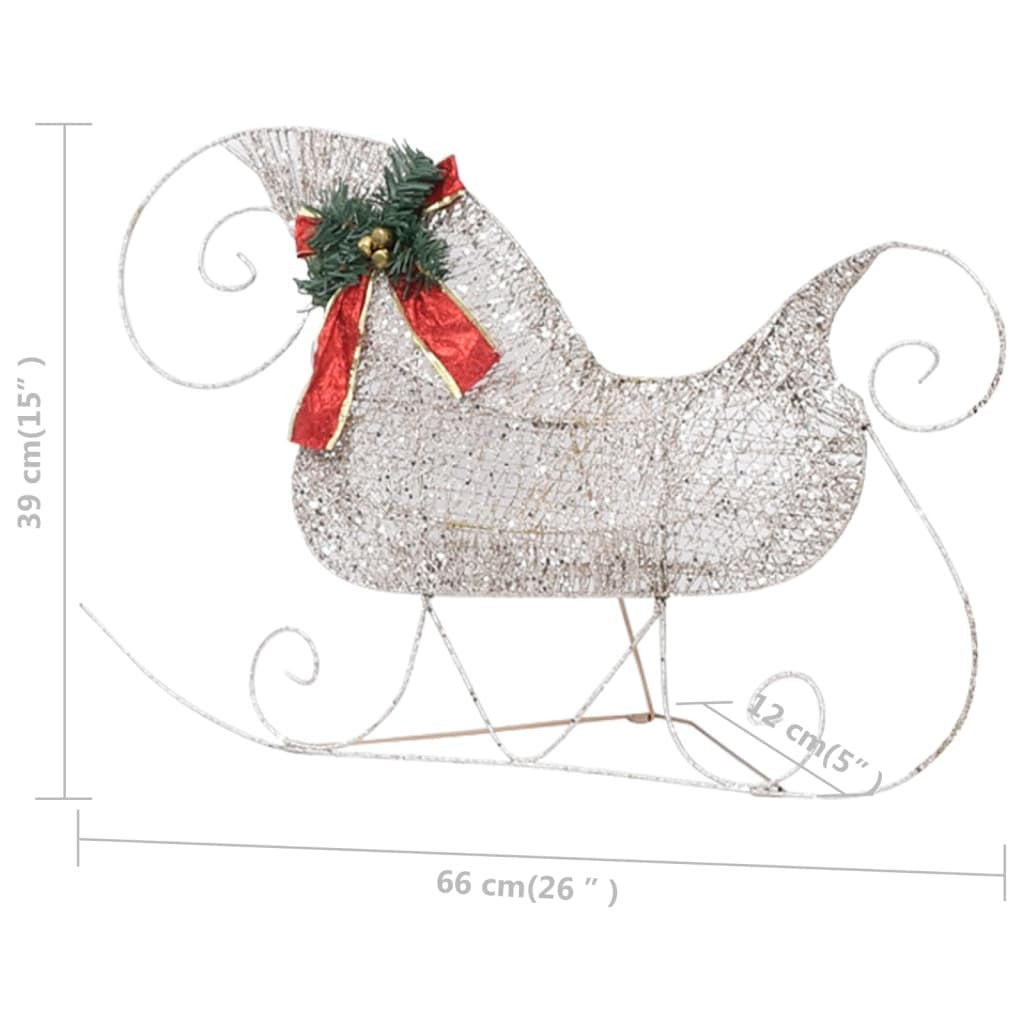 Reindeer And Sleigh Christmas Decoration Set of 4 Gold Mesh, Metal