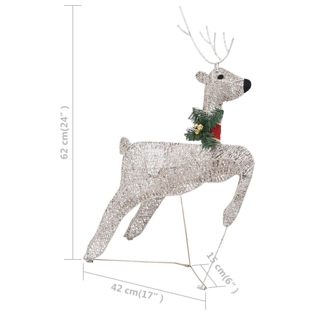 Reindeer And Sleigh Christmas Decoration Set of 4 Gold Mesh, Metal