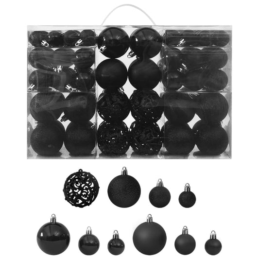 Christmas Ball Set Set of 100 Black Plastic Various