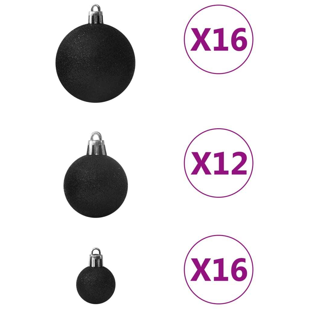 Christmas Ball Set Set of 100 Black Plastic Various