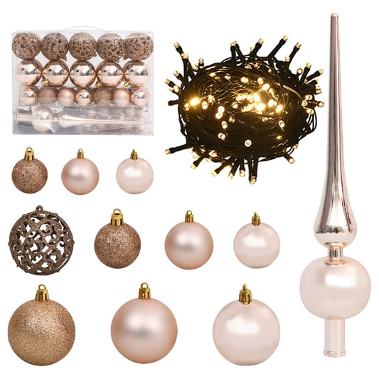 Christmas Ball Set Set of 61 Various Rose Gold Finishes