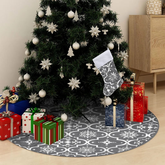 Christmas Tree Skirt Grey 100% polyester Large Foldable
