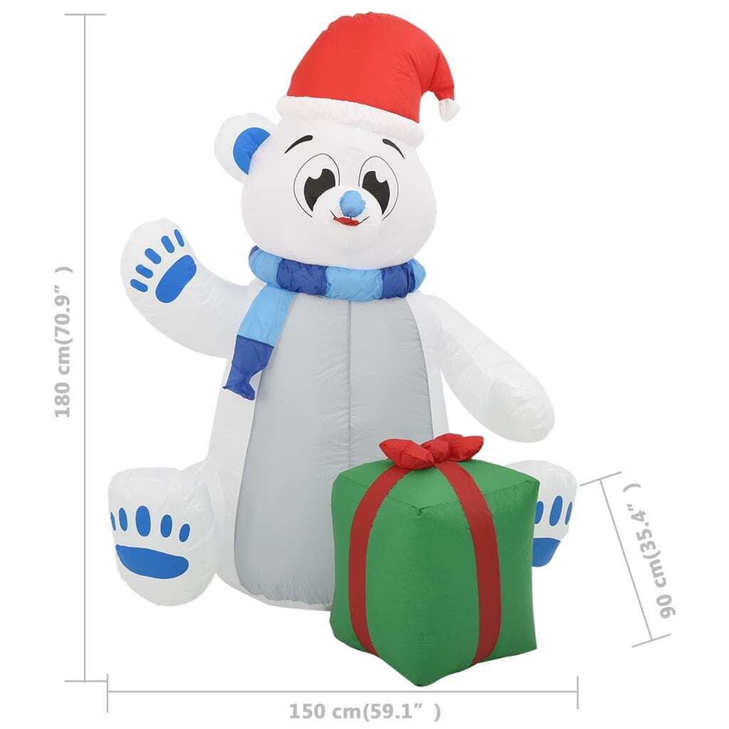 Inflatable Polar Bear Multicolor Fabric Large