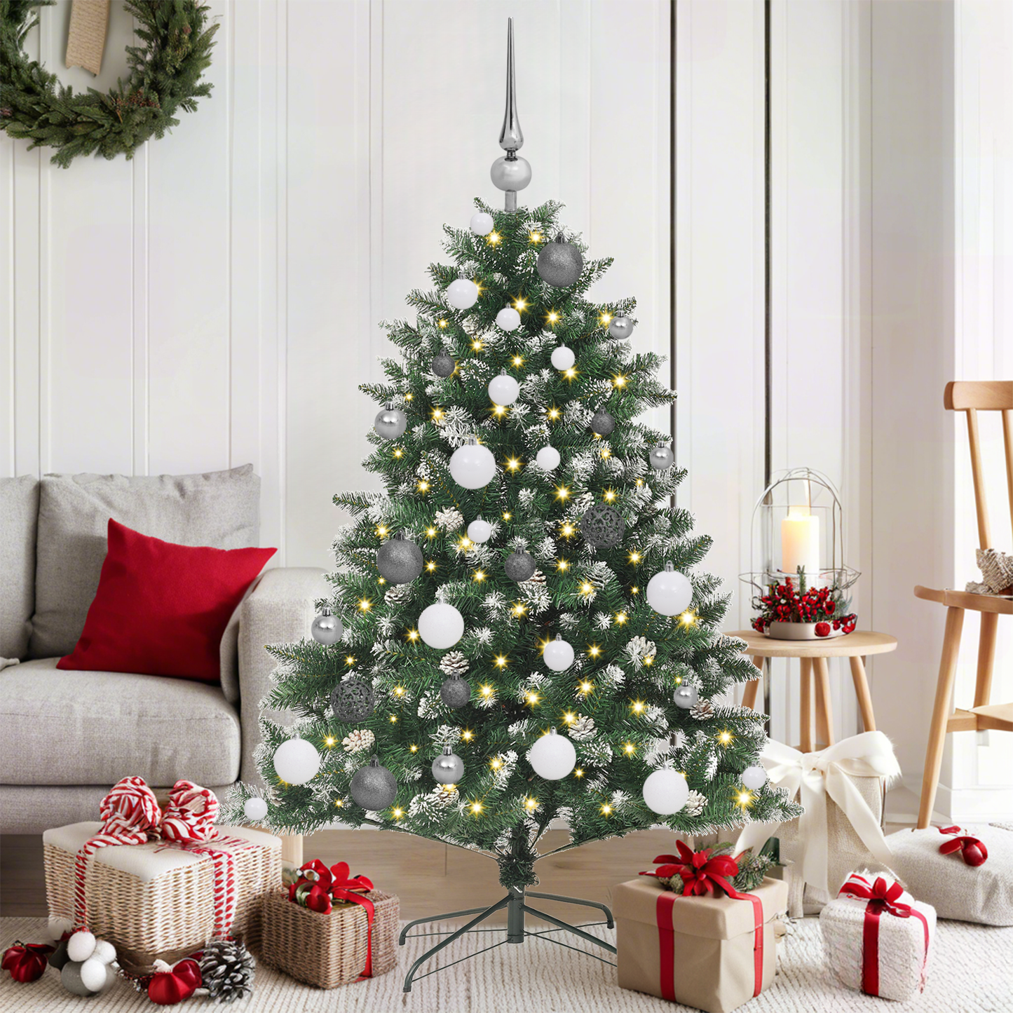Artificial Christmas Tree with 150 LEDs Green 47.24 in