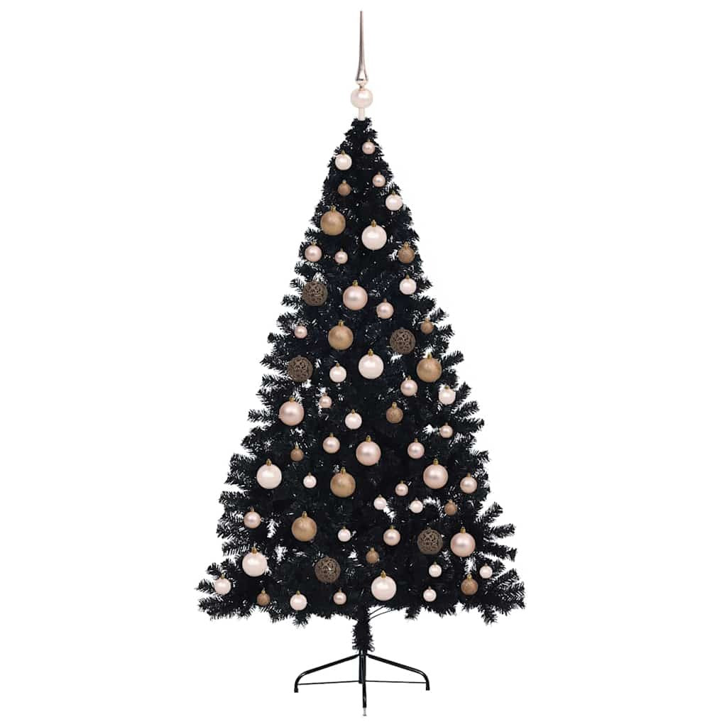Artificial Pre-lit Christmas Tree with 300 LEDs Black 70.9" PVC