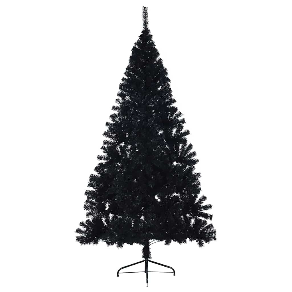 Artificial Pre-lit Christmas Tree with 300 LEDs Black 70.9" PVC