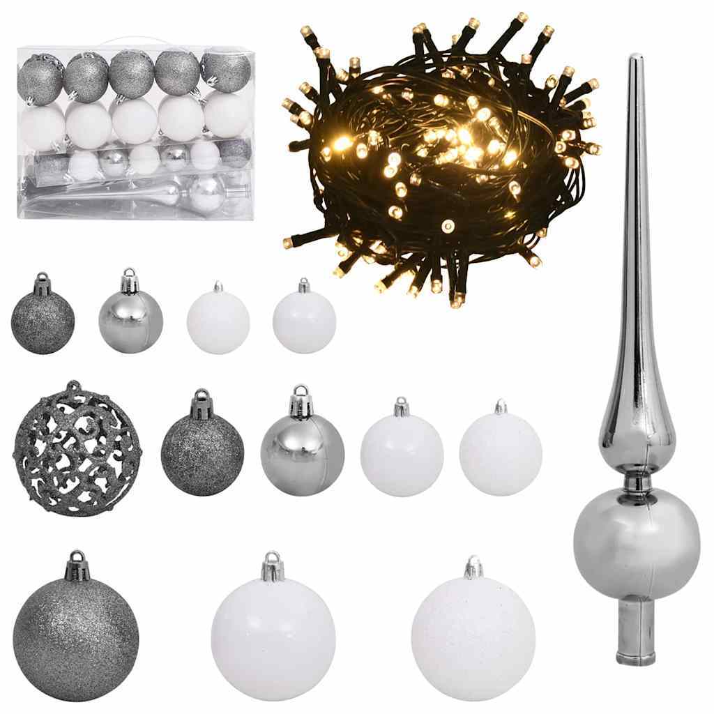 Artificial Pre-lit Christmas Tree Silver 59.1" PET