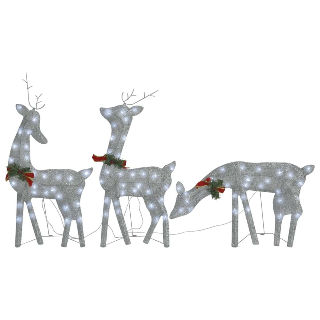 Christmas Reindeer Family Set of 3 Silver Fabric Large