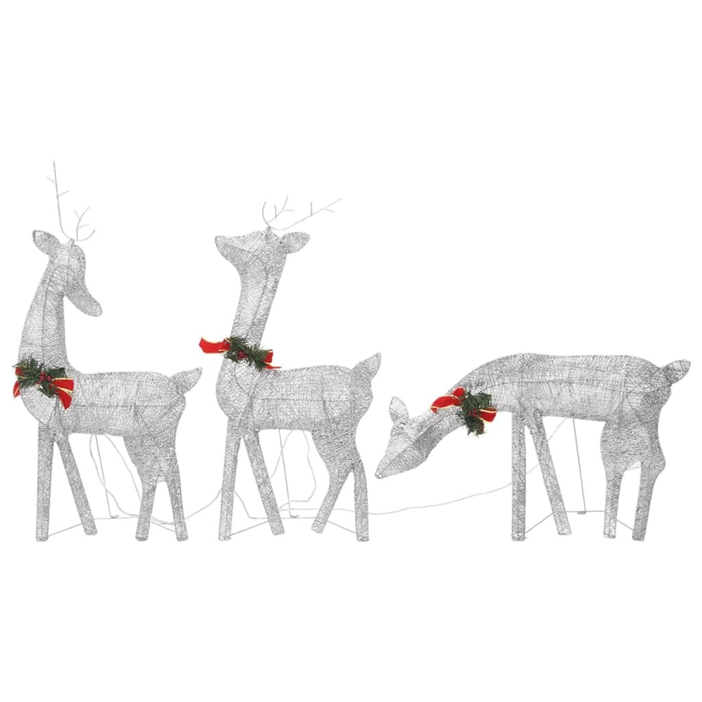 Christmas Reindeer Family Set of 3 Silver Fabric Large