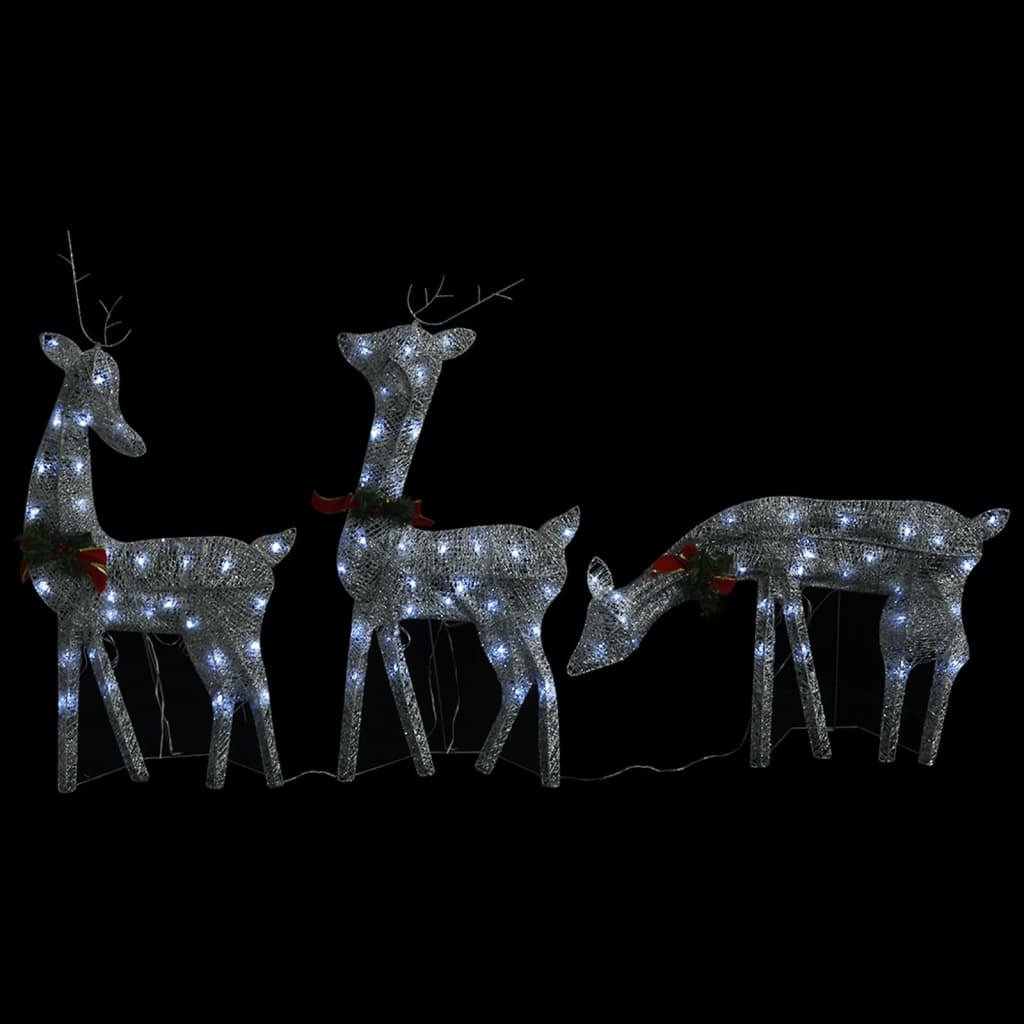 Christmas Reindeer Family Set of 3 Silver Fabric Large