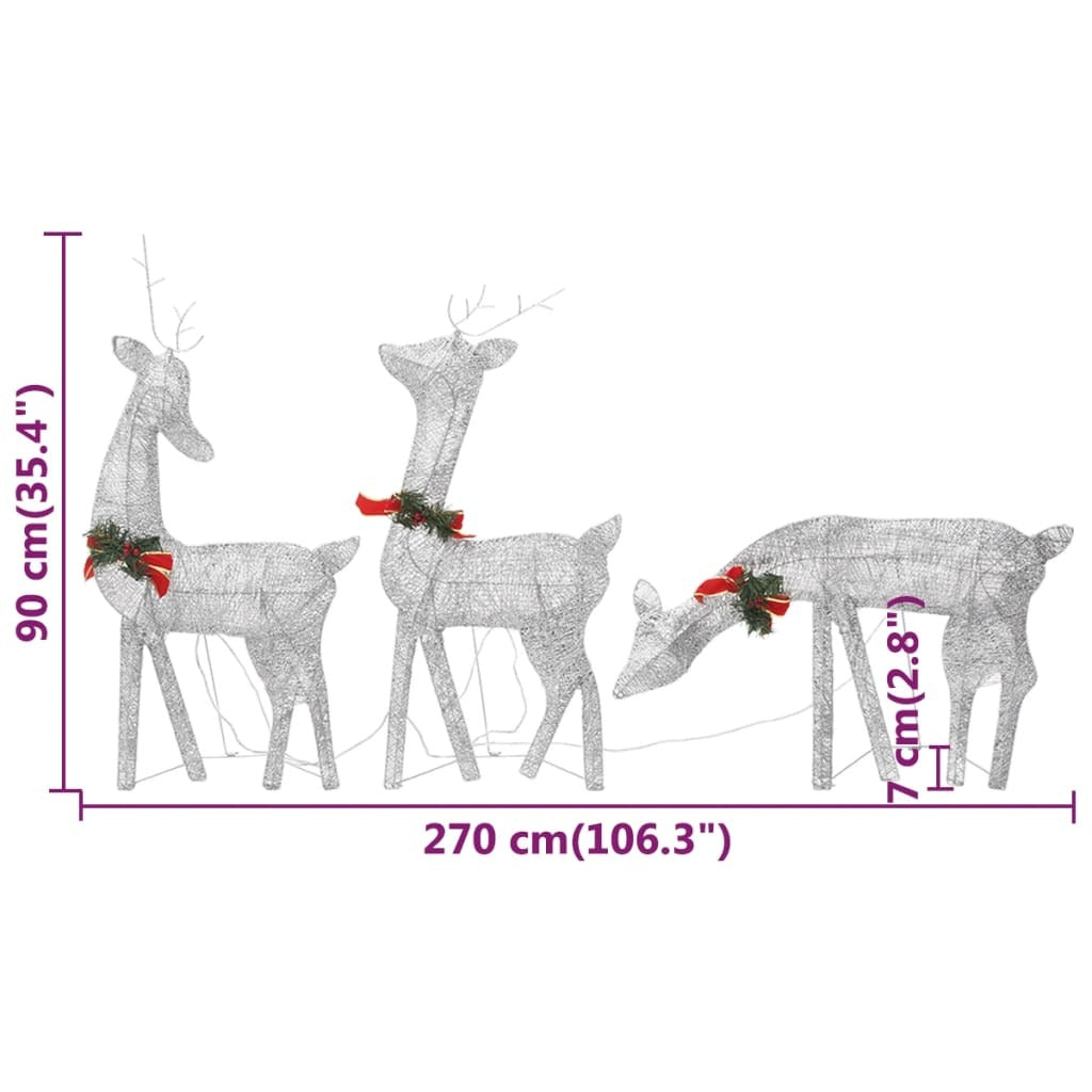 Christmas Reindeer Family Set of 3 Silver Fabric Large