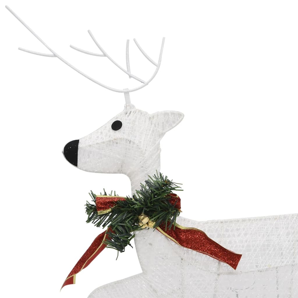 Reindeer And Sleigh Christmas Decoration Set of 2 White