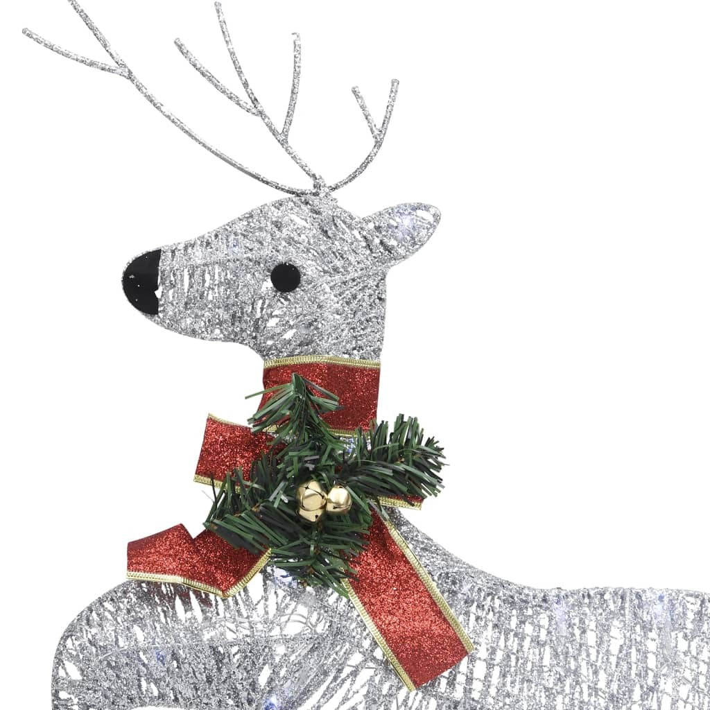 Christmas Reindeer Set of 2 Silver Mesh and Metal Medium