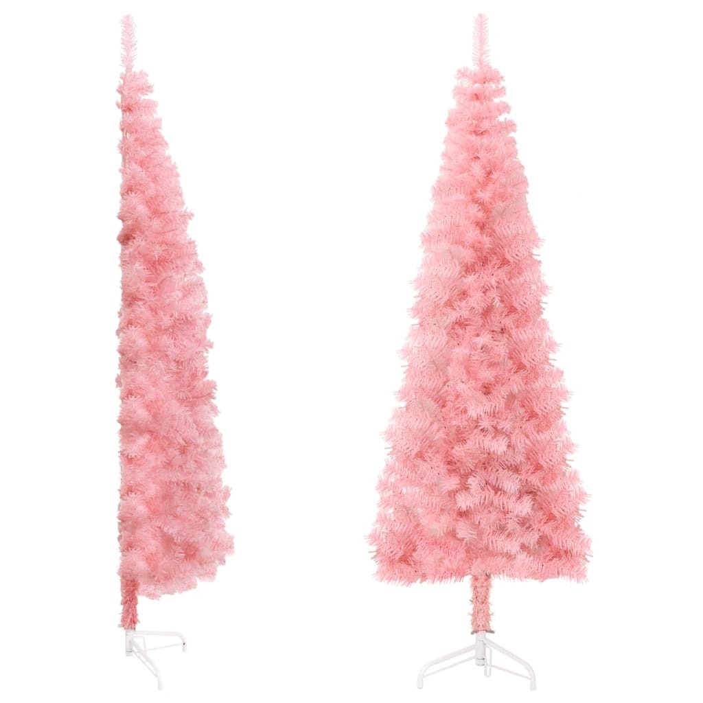 Slim Fake Half Christmas Tree Pink PVC Slim Decorative Inlays